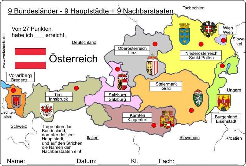 9 Bundeslnder+ Nachbarstaaten-sterreich-Austria-Lsung