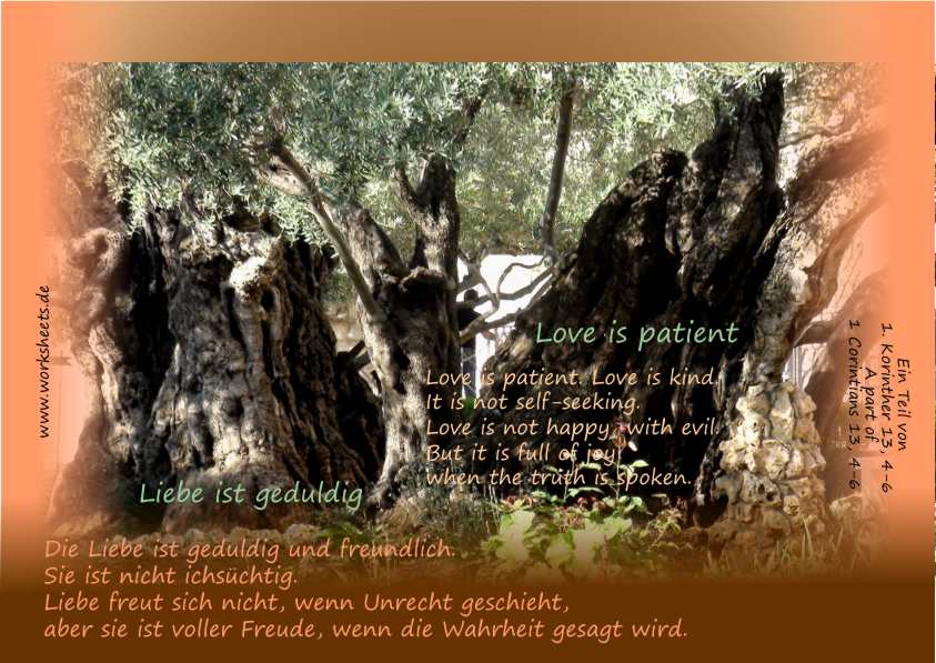 Love is patient Liebe ist geduldig